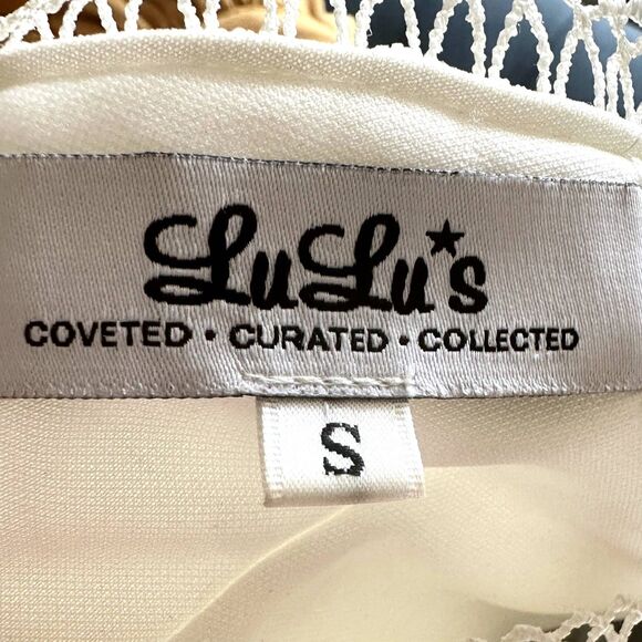 Lulu's Beloved Bloom Ivory Lace V Neck Midi Lined Dress Size Small - Picture 9 of 9